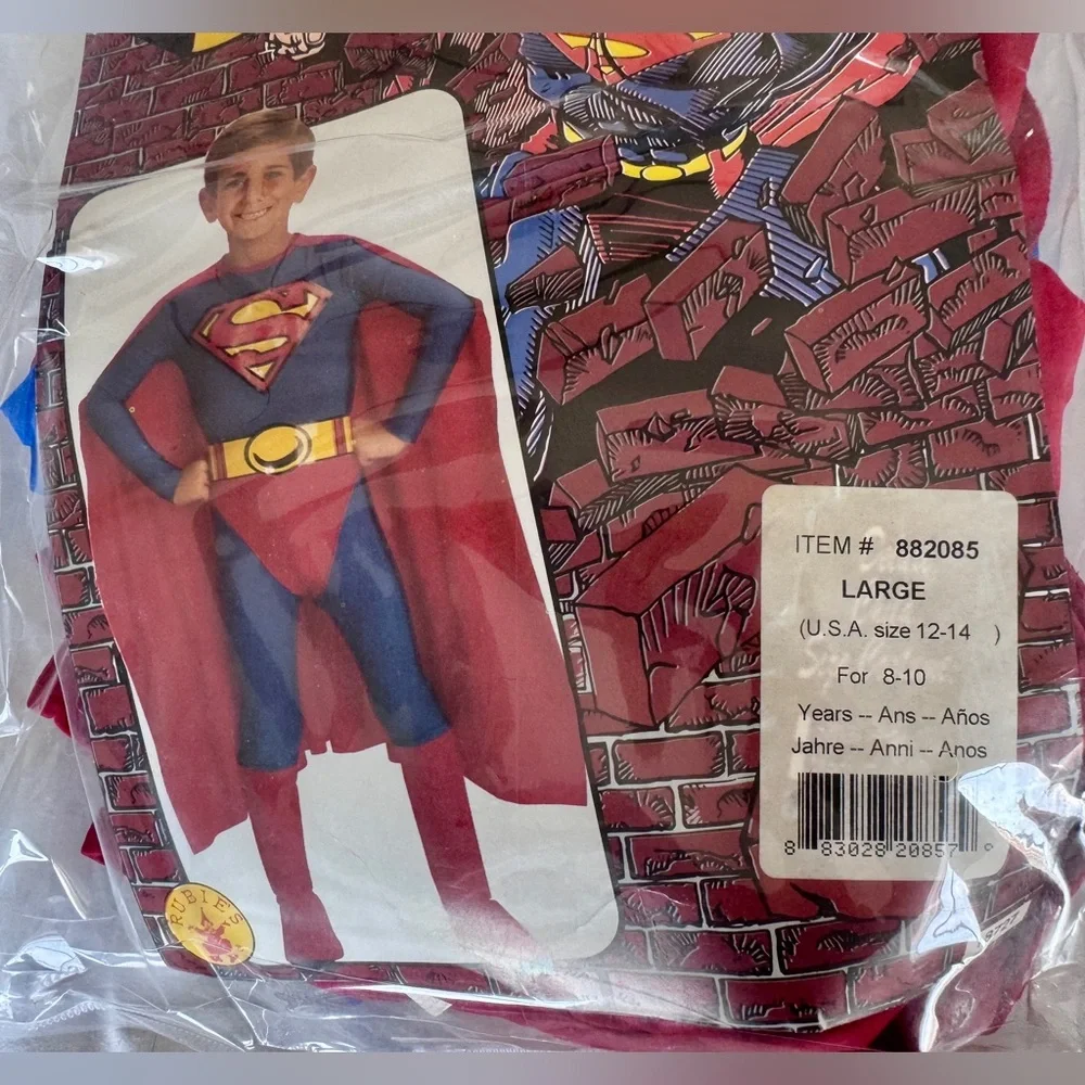 Superman Costume (DC Comics) by Rubie's Boys Size Large (8-10 Years) NEW